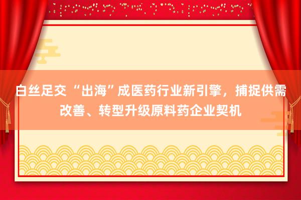 白丝足交 “出海”成医药行业新引擎，捕捉供需改善、转型升级原料药企业契机