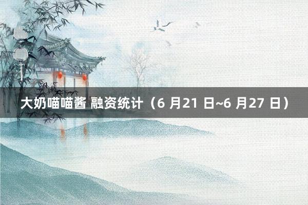 大奶喵喵酱 融资统计（6 月21 日~6 月27 日）