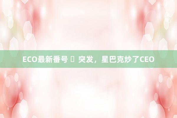 ECO最新番号 ​突发，星巴克炒了CEO