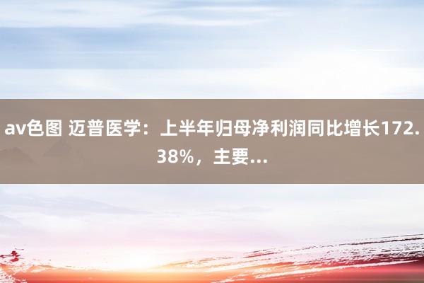 av色图 迈普医学：上半年归母净利润同比增长172.38%，主要...