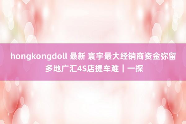 hongkongdoll 最新 寰宇最大经销商资金弥留 多地广汇4S店提车难｜一探