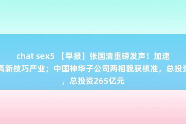 chat sex5 【早报】张国清重磅发声！加速发展壮大高新技巧产业；中国神华子公司两相貌获核准，总投资265亿元